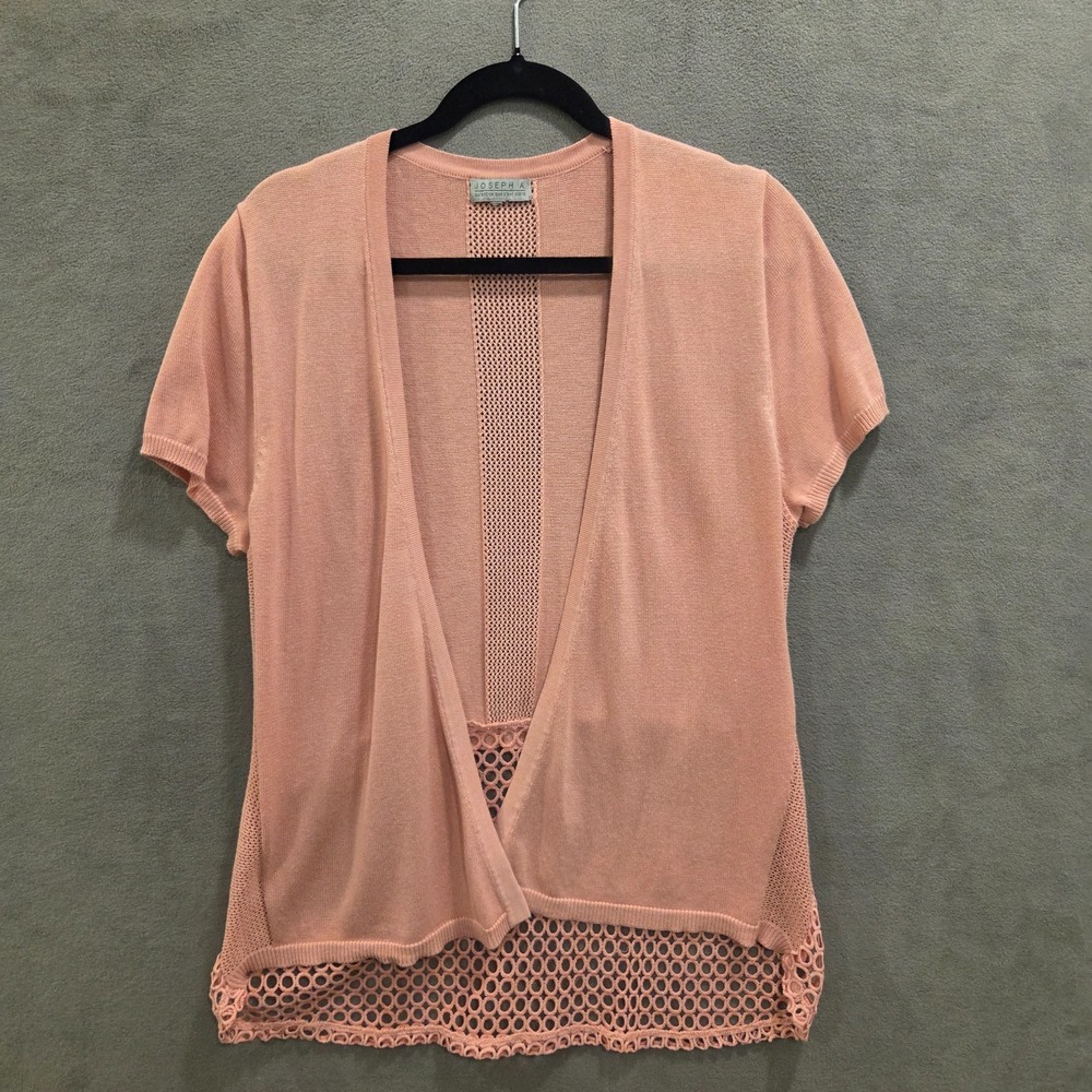 Joseph A Short Sleeve Crochet Cardigan Sweater Womens Size Mediium Preppy Office